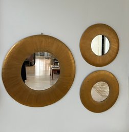 Set Of 3 Gold Painted Wood Mirrors