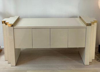 1980s Formica And Brass Console Credenza