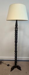 Vintage Carved Twisted Wood Floor Lamp