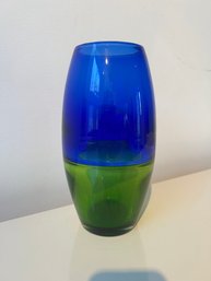 12' Dansk Blue And Green Glass Vase