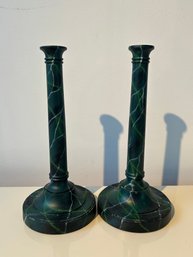 12' Edward Russell Hand Painted Candle Sticks