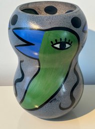 15' Kosta Boda Ulrica Hydman-vallien Birdy Hand Painted Art Glass Vase