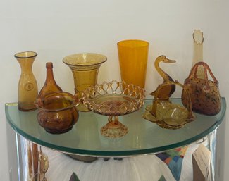 Lot 1 Of Amber Glass Vases