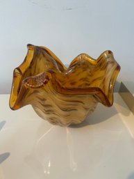 8' White Cristal Murano Art Glass Bowl