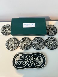 Set Of 6 Celtic Stone Coasters By Tygra Crafts In Box