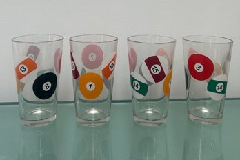 Set Of 4 Billiard Pint Glasses