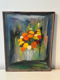 23x29 Signed Marcus Vintage Oil On Canvas Flower Still Life