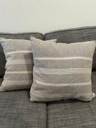 Pair Of Gray Striped Throw Pillows