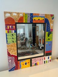 29x33 Hand Painted Wood Mirror