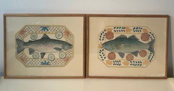 Pair Of 16x21 Vintage Marion Walsh Brass Platter Prints