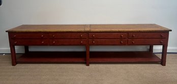 11 Ft Cracklaqure Red Server With Oak Top