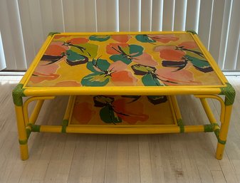 Vintage Marimekko Fabric On Wood Coffee Table