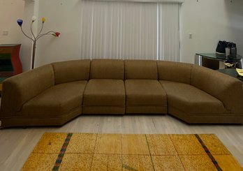 4 Piece 12' Sectional Corduroy Couch In Rust Brown