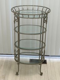 4 Tier Metal And Glass Oval Shelf