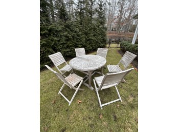 Teak Dining Table And 6 Folding Chairs