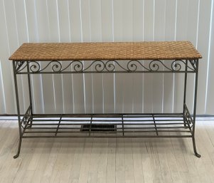 4' Metal Based Console Table With Weaved Seagrass