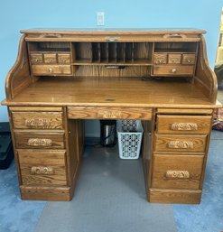 Oak Wood Roll Top Desk