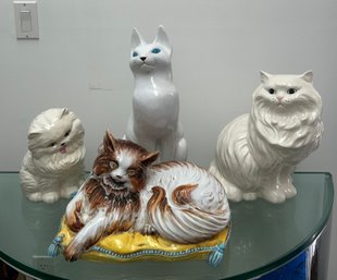 Lot Of 4 Large Ceramic Cats