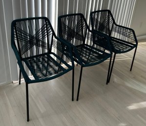 3 Teal Outdoor Rope Chairs