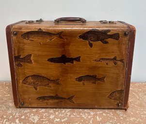 Vintage Suitcase With David Thompson Fish Illustrations