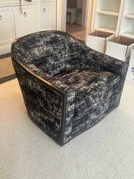 Michael Berman Black Piedmont Swivel Chair With Wood Frame