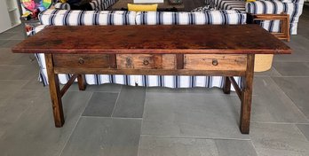 7' Farmhouse Style 3 Drawer Console Table