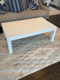 Grass Cloth Wrapped White Coffee Table