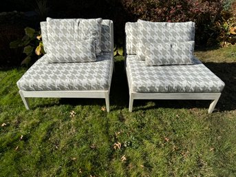 Pair Of Brown Jordan Armless Teak Chairs (#1 Of 2 Lots)
