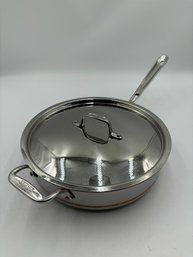 All Clad Copper Core Saute Pan. 4 Qt. With Lid.
