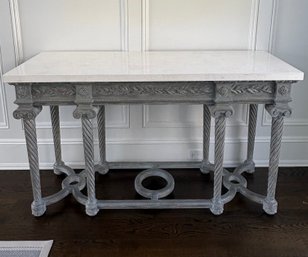 Henredon Marble Top Console Table With Gray Base 1 Of 2 Available