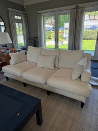 Custom Wool Herringbone Patterned Cream Sofa 1 Of 2 Available