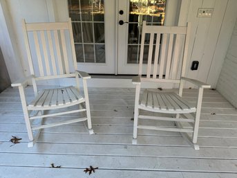 Pair Of White Outdoor Rocking Chairs