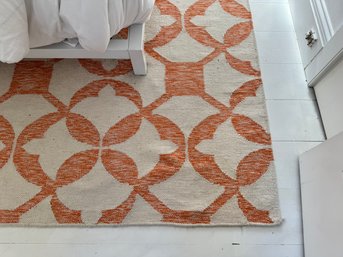 Orange And Beige Flat Weave Rug