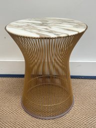 Warren Platner For Knoll 18K Plated Side Table With Calcutta Marble Top
