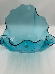 Hand Blown Annieglass Blue Shell