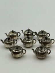 8 Silver Teapot Place Card Holders (lot 1 Of 2)