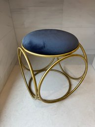 Upholstered Brass Vanity Stool