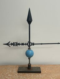 Vintage Iron Weather Vane Lightning Rod On Stand