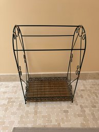 Metal And Wicker Towel Rack