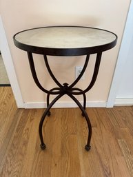 Round Metal And Mirrored Glass Table