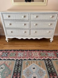 Wood And Wicker Six Drawer Dresser