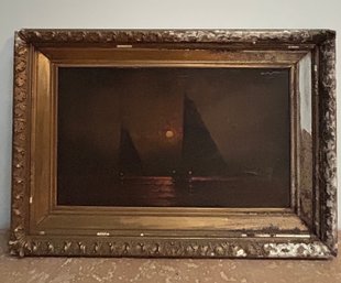 Vintage Painting Of 2 Sailboats