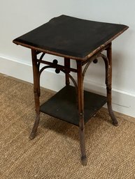 Vintage Bamboo And Leather Side Table