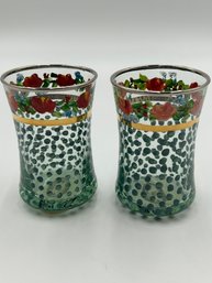 Pair MacKenzie-Childs Hand Painted Tumblers