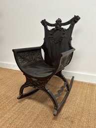 19th Century Renaissance Revival Savonarola Rocking Chair