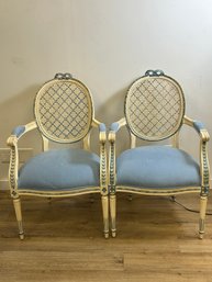Pair Of Louis XVI Bow-knot Caned Back Armchair