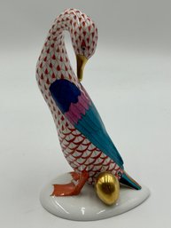Vintage Herend Porcelain Goose With Golden Egg