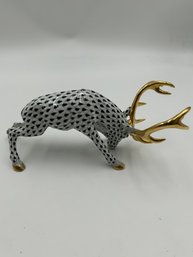 Vintage Herend Hand Painted Porcelain Stag Figurine