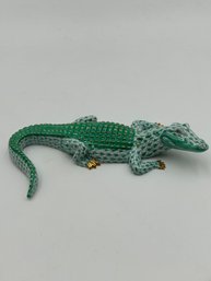 Vintage Herend Porcelain Hand Painted Alligator Figurine