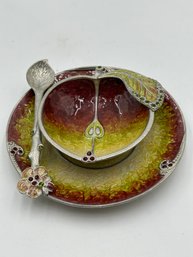 Enameled And Bejeweled Honey Dish
